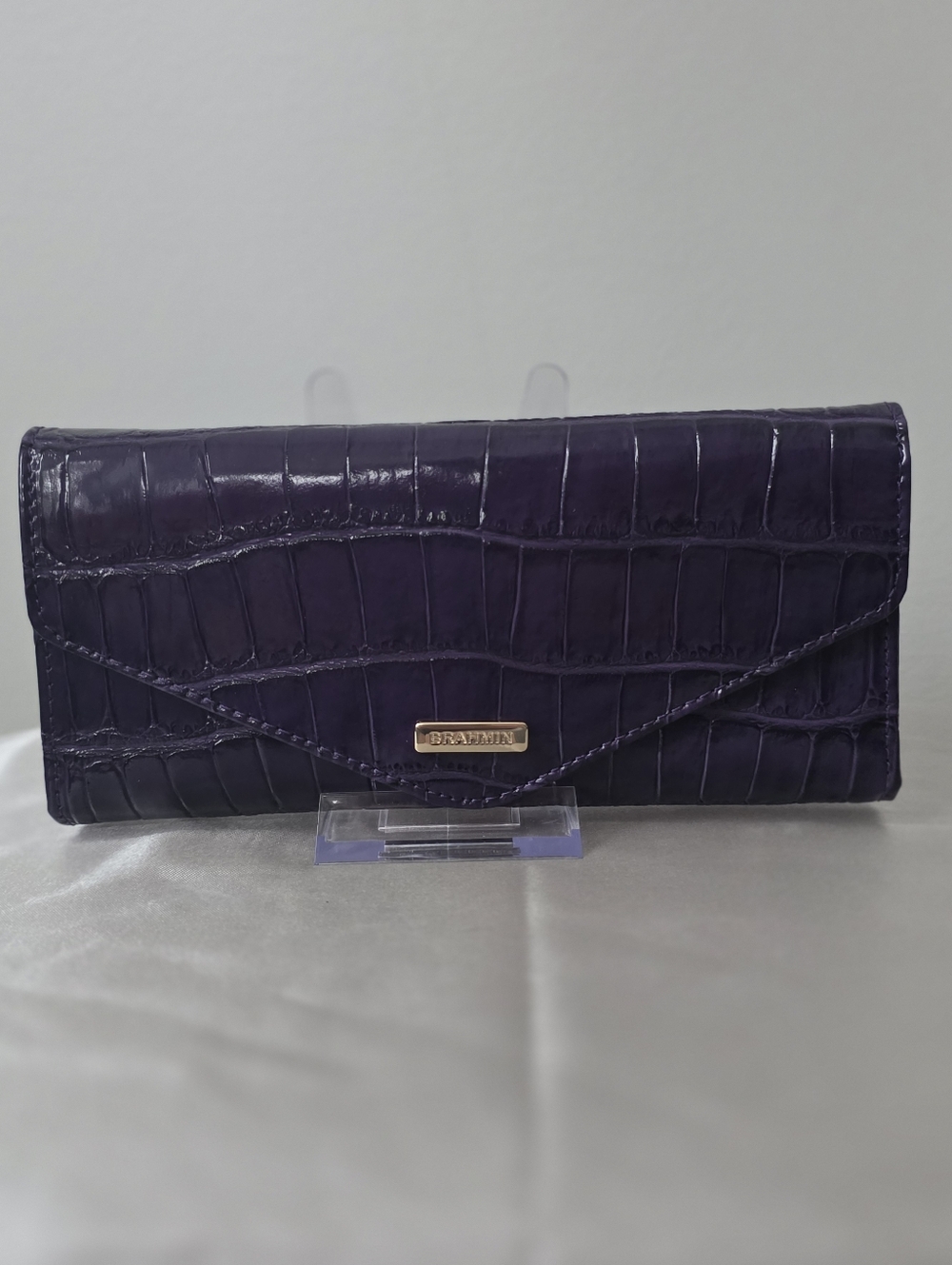 Brahmin Veronica Wallet Purple Croc Embossed Leather Voltage Violet NWT
